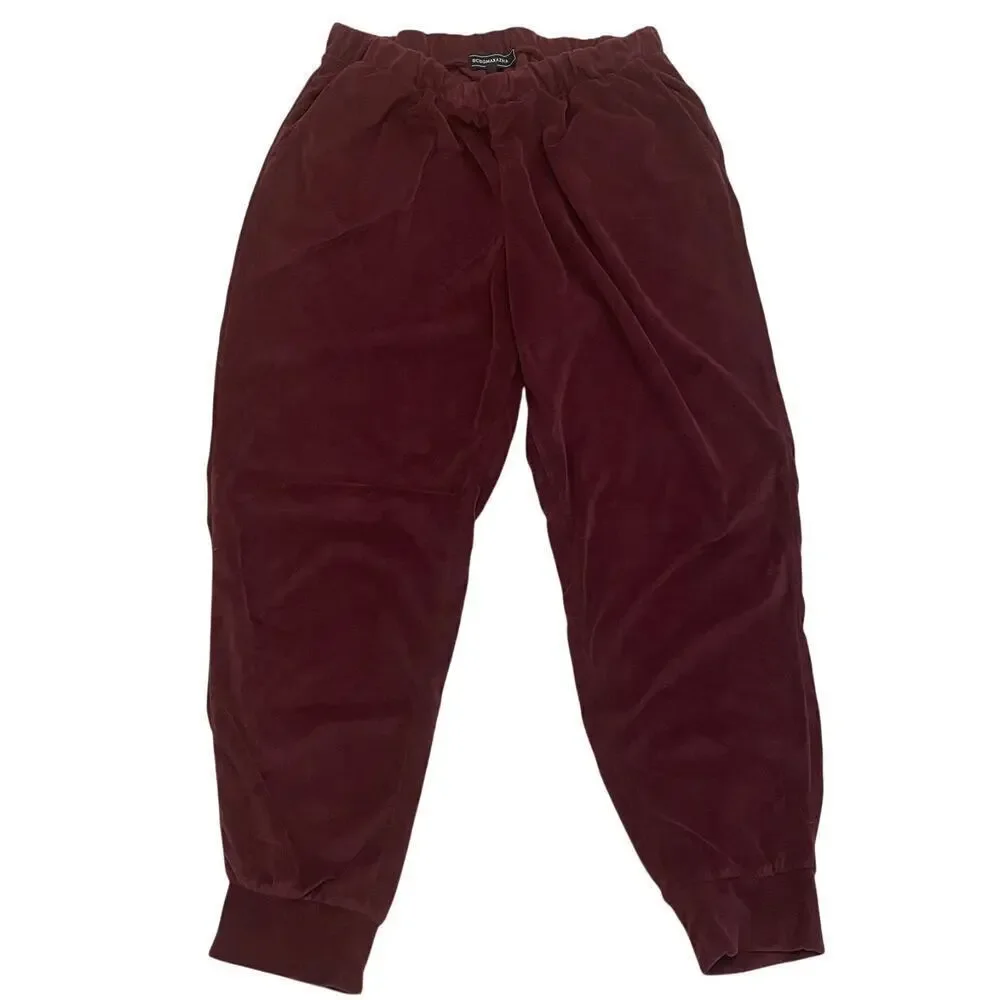 BCBGMAXAZRIA Velour Velvet L Tracksuit Set | Plum Pullover & Joggers, Y2K Lounge